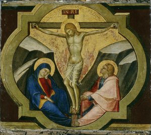 Kristus på korset med de hellige Maria og Johannes, ca. 1370 (tempera på poppeltræ)